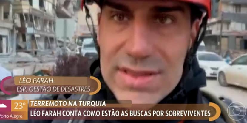 Léo Farah fala sobre resgate na Turquia após terremoto (Foto: Reprodução / Encontro da Globo) Léo Farah fala sobre resgate na Turquia após terremoto (Foto: Reprodução / Encontro da Globo)