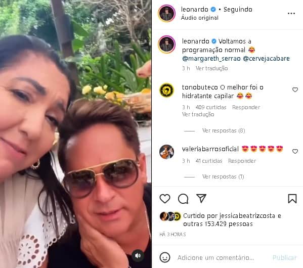 Leonardo ao lado de Margareth Serrão, mãe de Virgínia Fonseca (Foto: Reprodução/ Instagram) Leonardo ao lado de Margareth Serrão, mãe de Virgínia Fonseca (Foto: Reprodução/ Instagram)