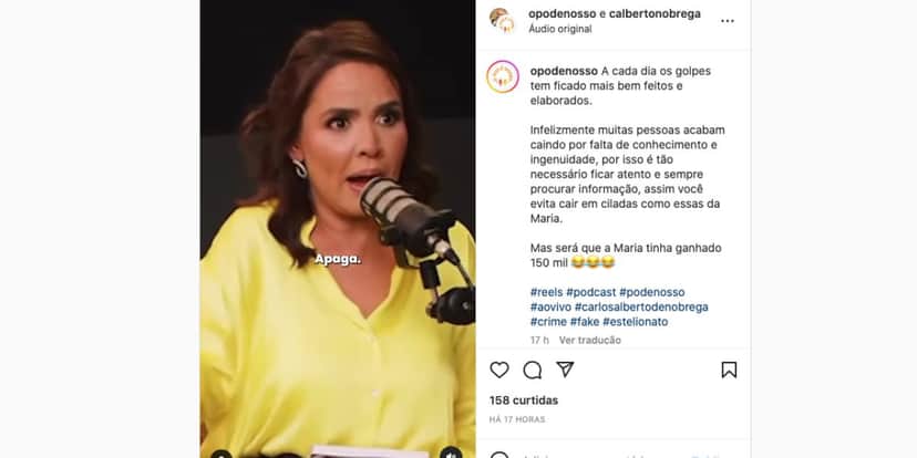 Esposa de Carlos Alberto, Renata Domingues, confessa que sua funcionária, Maria, quase caiu em golpe milionário (Foto: Reprodução / O Pod É Nosso do YouTube) Esposa de Carlos Alberto, Renata Domingues, confessa que sua funcionária, Maria, quase caiu em golpe milionário (Foto: Reprodução / O Pod É Nosso do YouTube)