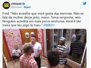 BBB23 - Fred Desimpedidos humilha Cristian ao descobrir traição (Foto: Reprodução / Twitter) BBB23 - Fred Desimpedidos humilha Cristian ao descobrir traição (Foto: Reprodução / Twitter)