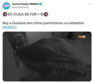 BBB23: Vaza áudio de sexo entre Key e Gustavo e pedido ousado de sister (Foto: Reprodução / Twitter) BBB23: Vaza áudio de sexo entre Key e Gustavo e pedido ousado de sister (Foto: Reprodução / Twitter)