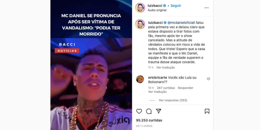 Luiz Bacci dá notícia preocupante sobre ataque a namorado de atriz da Globo (Foto: Reprodução / Instagram) Luiz Bacci dá notícia preocupante sobre ataque a namorado de atriz da Globo (Foto: Reprodução / Instagram)