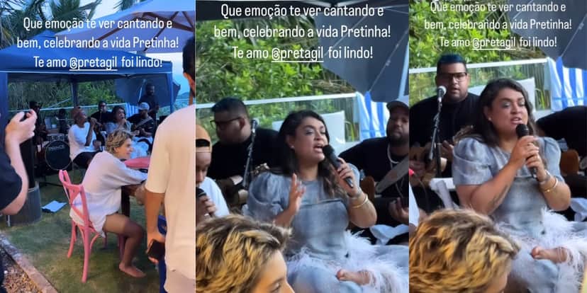 Thales Bretas divulga vídeo de Preta Gil cantando em um evento reservado (Reprodução: Instagram) Thales Bretas divulga vídeo de Preta Gil cantando em um evento reservado (Reprodução: Instagram)