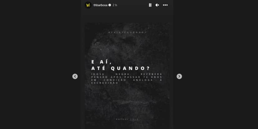 Thiaguinho divulga comunicado revoltante de ator da Globo, Rafael Zulu, que fala sobre caso absurdo de idosa que receberá apenas um salário mínimo de pensão após passar anos em situação análoga à escravidão (Foto: Reprodução / Instagram) Thiaguinho divulga comunicado revoltante de ator da Globo, Rafael Zulu, que fala sobre caso absurdo de idosa que receberá apenas um salário mínimo de pensão após passar anos em situação análoga à escravidão (Foto: Reprodução / Instagram)