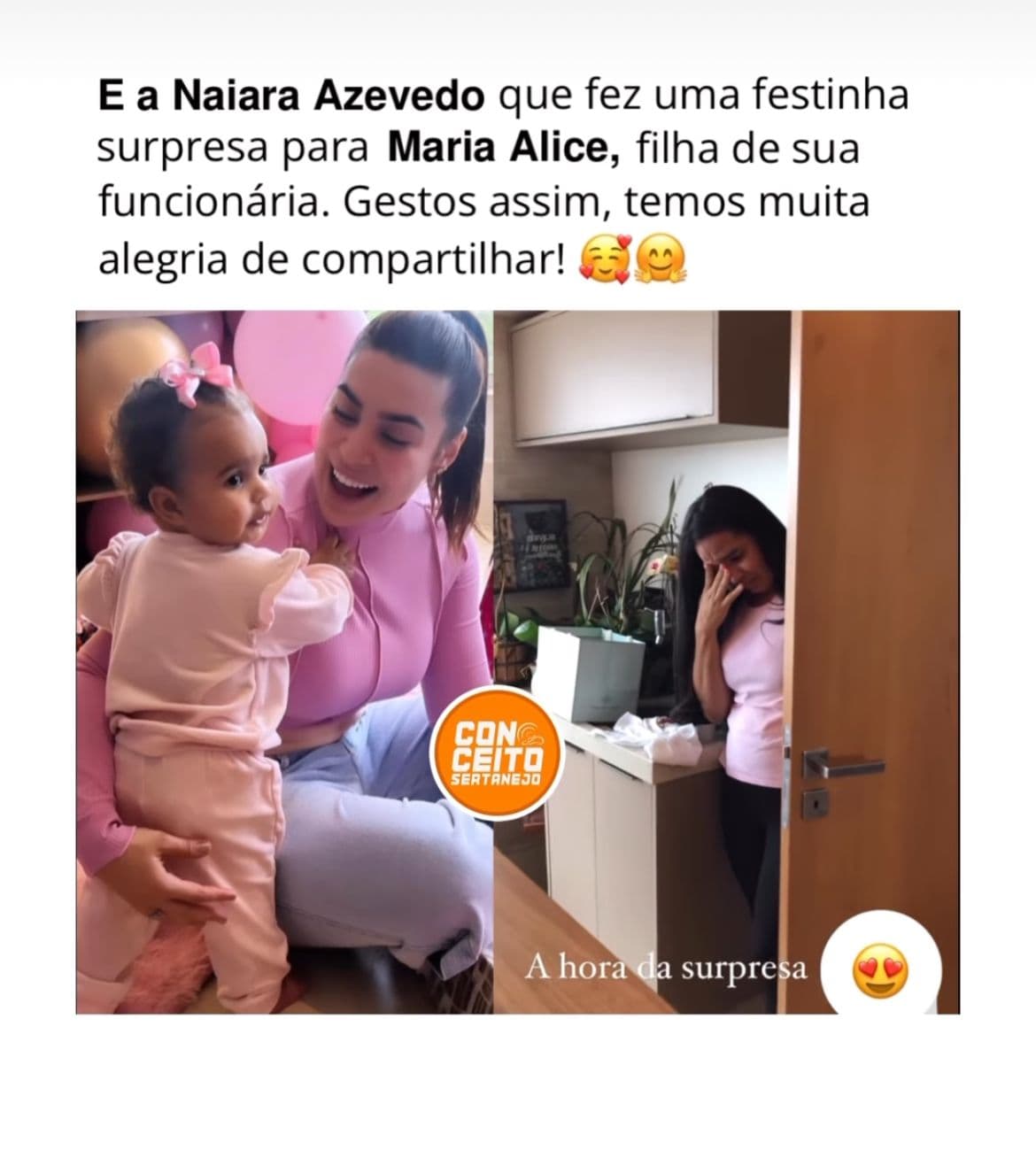 A cantora Naiara Azevedo faz festinha surpresa para a filha da sua funcionária e atitude encanta a web - Foto Reprodução Instagram Conceito Sertanejo A cantora Naiara Azevedo faz festinha surpresa para a filha da sua funcionária e atitude encanta a web - Foto Reprodução Instagram Conceito Sertanejo