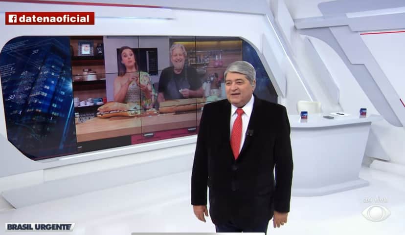 Catia Fonseca e Datena interagindo no programa Brasil Urgente - Foto Reprodução Band Catia Fonseca e Datena interagindo no programa Brasil Urgente - Foto Reprodução Band