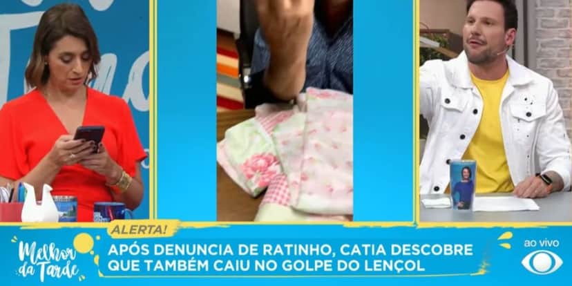 Catia Fonseca revela que também caiu em golpe (Foto: Reprodução / Melhor da Tarde da Band) Catia Fonseca revela que também caiu em golpe (Foto: Reprodução / Melhor da Tarde da Band)