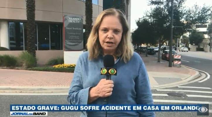 Eleonora Paschoal cobrindo a morte de Gugu na Band - Foto Reprodução Eleonora Paschoal cobrindo a morte de Gugu na Band - Foto Reprodução