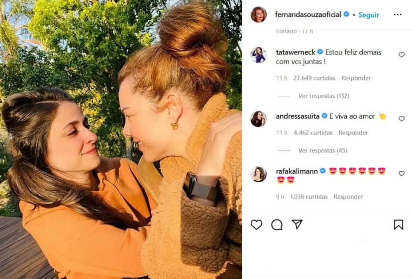 Fernanda Souza e Eduarda Porto em foto publicada pela atriz em sua rede social - Foto Reprodução Internet Fernanda Souza e Eduarda Porto em foto publicada pela atriz em sua rede social - Foto Reprodução Internet