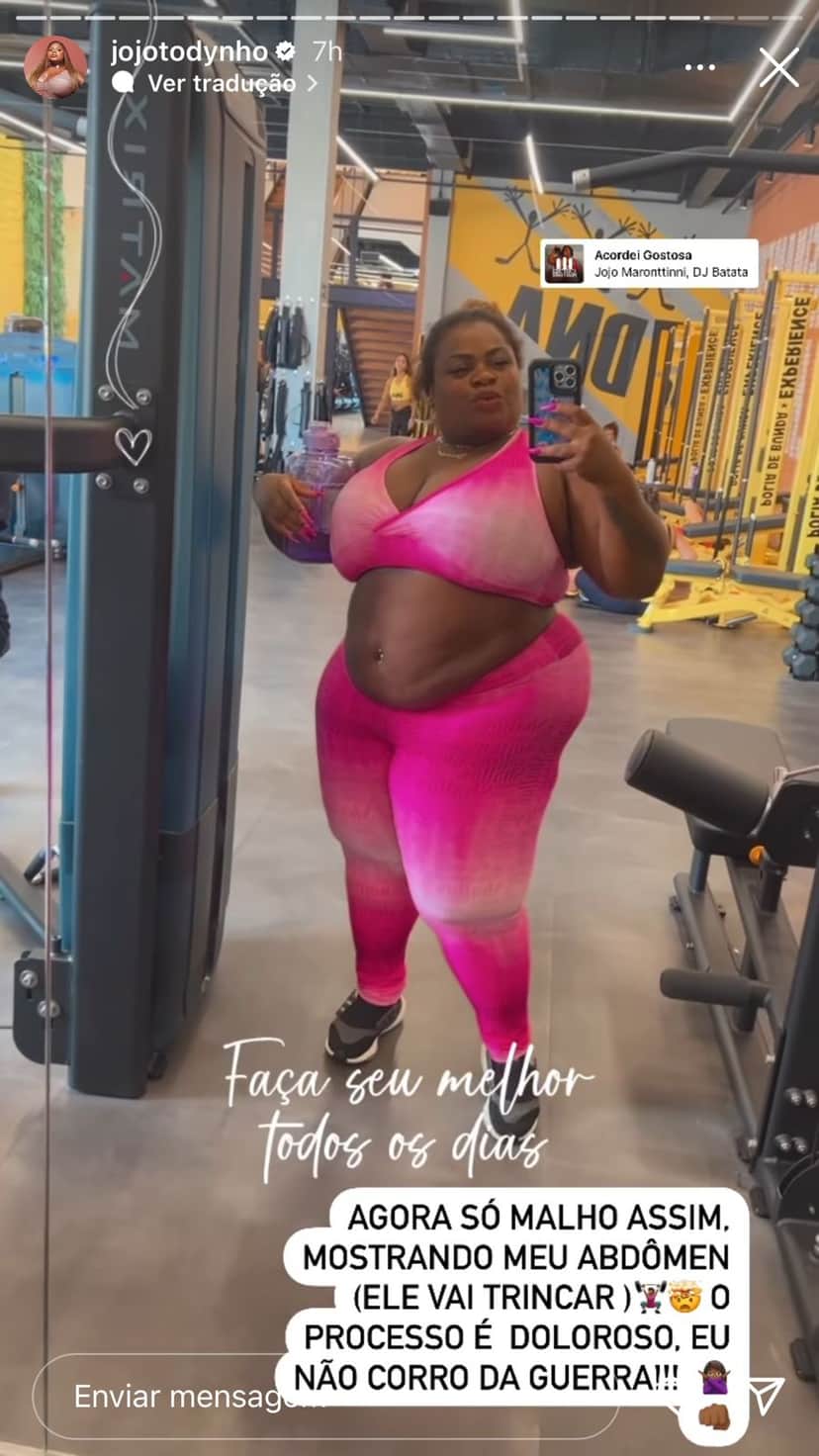 Jojo Todynho exibiu o corpão em mais um dia de treino (Reprodução - Instagram) Jojo Todynho exibiu o corpão em mais um dia de treino (Reprodução - Instagram)