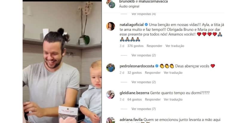 Pedro Leonardo. celebra anuncio de gravidez de família de Bruno (Foto: Reprodução / Instagram) Pedro Leonardo. celebra anuncio de gravidez de família de Bruno (Foto: Reprodução / Instagram)