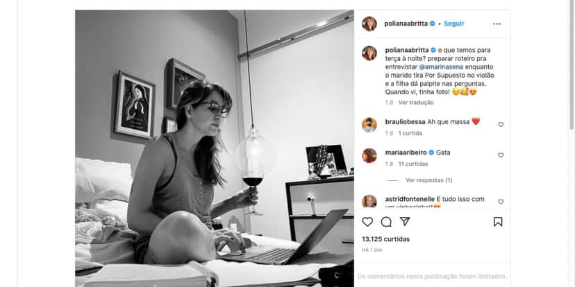 Poliana Abritta diz o que marido estava fazendo em casa (Foto: Reprodução / Instagram) Poliana Abritta diz o que marido estava fazendo em casa (Foto: Reprodução / Instagram)