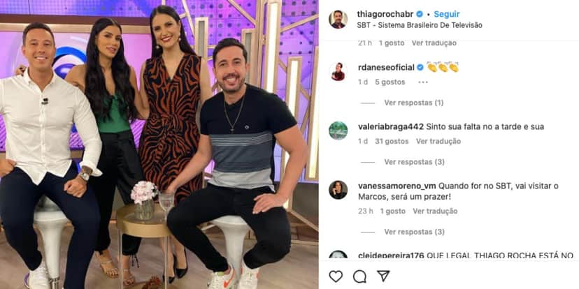Chris Flores, Gabriel Cartolano, Gabriela Cabrini e Thiago Ramos no Fofocalizando do SBT (Foto: Reprodução / Instagram) Chris Flores, Gabriel Cartolano, Gabriela Cabrini e Thiago Ramos no Fofocalizando do SBT (Foto: Reprodução / Instagram)