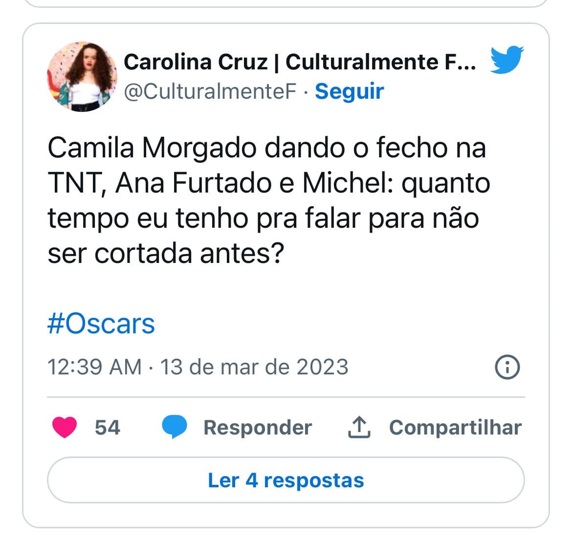 Twitter detonando Ana Furtado no Oscar 2023 - Foto Reprodução Twitter Twitter detonando Ana Furtado no Oscar 2023 - Foto Reprodução Twitter