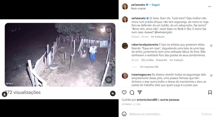 Video publicado por Carla Cecato em sua rede social - Foto Reprodução Instagram Video publicado por Carla Cecato em sua rede social - Foto Reprodução Instagram