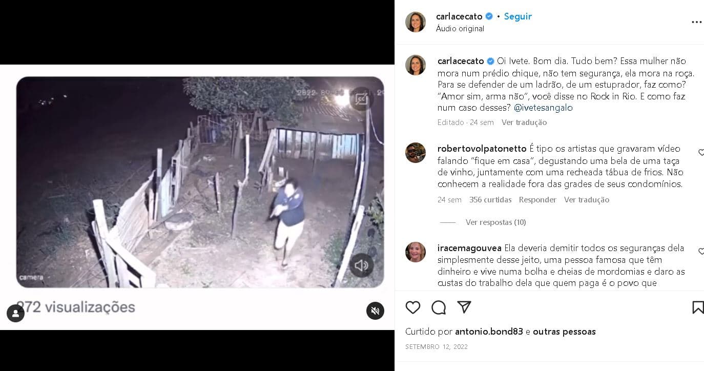 Video publicado por Carla Cecato em sua rede social - Foto Reprodução Instagram Video publicado por Carla Cecato em sua rede social - Foto Reprodução Instagram
