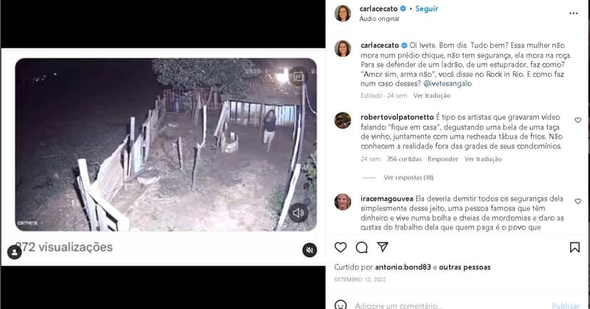 Video publicado por Carla Cecato em sua rede social - Foto Reprodução Instagram Video publicado por Carla Cecato em sua rede social - Foto Reprodução Instagram