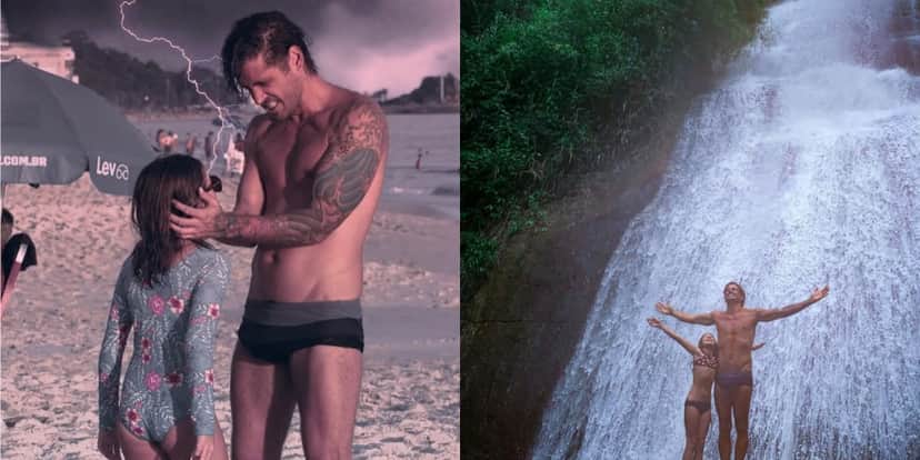 Dado Dolabella em cliques raros com sua filha, aproveitando a praia e a água da cachoeira (Reprodução: Instagram) Dado Dolabella em cliques raros com sua filha, aproveitando a praia e a água da cachoeira (Reprodução: Instagram)