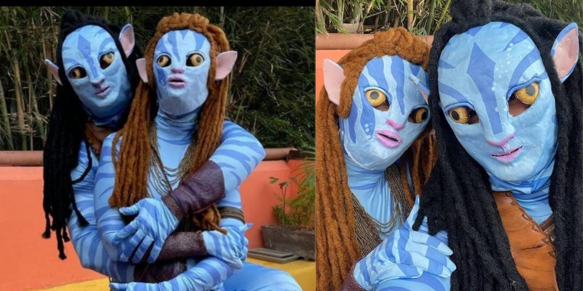 Fátima Bernardes e Túlio Gadêlha vestidos de Avatar no Carnaval (Reprodução: Instagram) Fátima Bernardes e Túlio Gadêlha vestidos de Avatar no Carnaval (Reprodução: Instagram)
