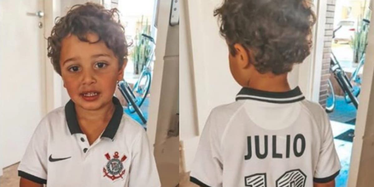 Júlio está seguindo os passos do pai e se tornando corintiano (Reprodução: Instagram) Júlio está seguindo os passos do pai e se tornando corintiano (Reprodução: Instagram)