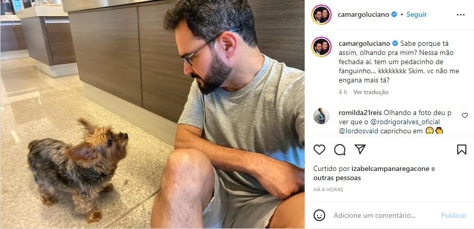 Publicação de Luciano Camargo no Instagram - Foto: Reprodução/Instagram Publicação de Luciano Camargo no Instagram - Foto: Reprodução/Instagram