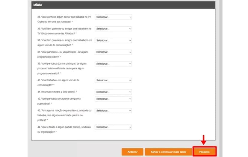 Não pode ter relações com famosos e políticos para entrar no BBB (Foto: Reprodução/Techtudo) Não pode ter relações com famosos e políticos para entrar no BBB (Foto: Reprodução/Techtudo)