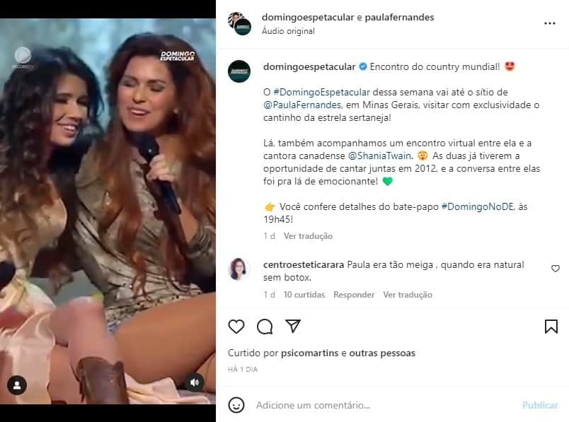 Paula Fernandes se encontra com Shania Twain (Foto: Reprodução) Paula Fernandes se encontra com Shania Twain (Foto: Reprodução)
