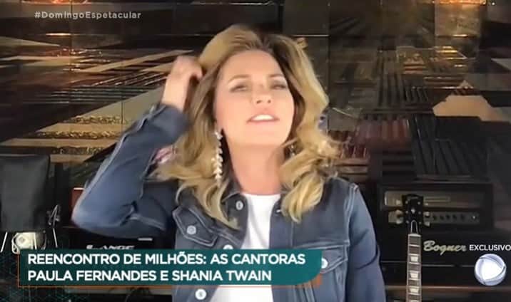 Paula Fernandes recebeu o Domingo Espetacular para falar de Shania Twain (Foto: Reprodução) Paula Fernandes recebeu o Domingo Espetacular para falar de Shania Twain (Foto: Reprodução)