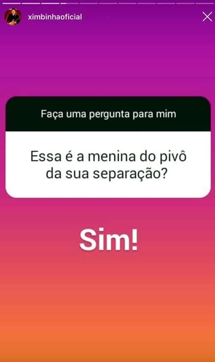 Ximbinha confirmou pivô de separação Ximbinha confirmou pivô de separação