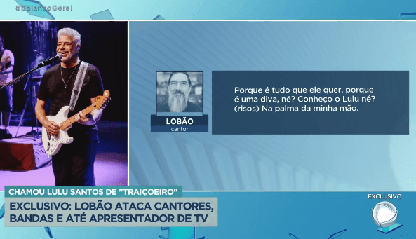 Lobão detona Lulu Santos (Foto Reprodução/Internet) Lobão detona Lulu Santos (Foto Reprodução/Internet)