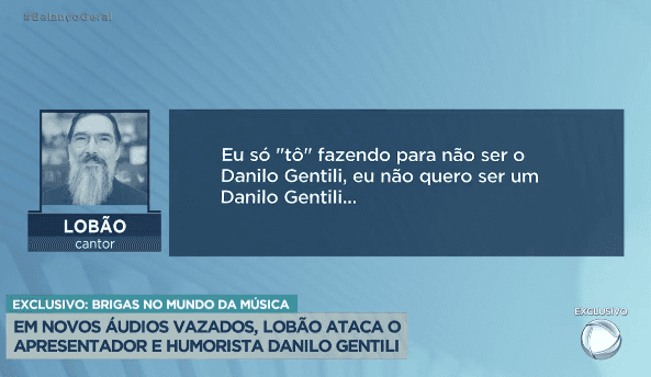 Lobão detona Danilo Gentili (Foto Reprodução/PlayPlus) Lobão detona Danilo Gentili (Foto Reprodução/PlayPlus)
