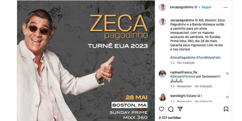Zeca Pagodinho faz anúncio (Foto: Reprodução / Instagram) Zeca Pagodinho faz anúncio (Foto: Reprodução / Instagram)