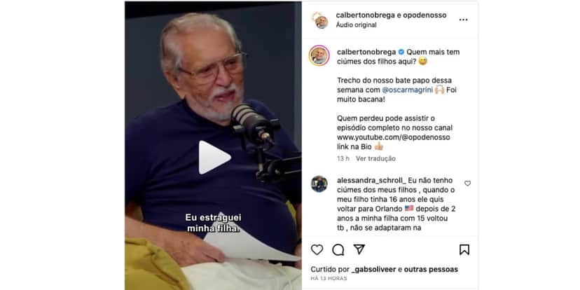 Carlos Alberto fala sobre filha (Foto: Reprodução / Instagram) Carlos Alberto fala sobre filha (Foto: Reprodução / Instagram)