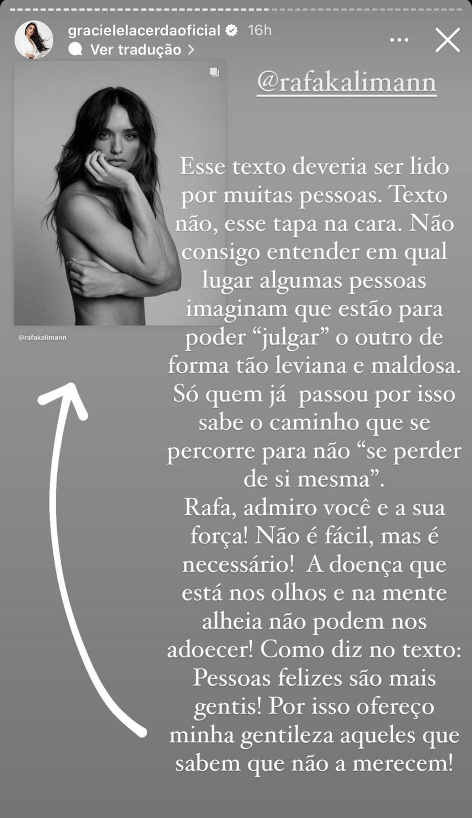 Graciele Lacerda expõe mensagem da famosa da Globo, Rafa Kalimann - Foto Reprodução Instagram Graciele Lacerda expõe mensagem da famosa da Globo, Rafa Kalimann - Foto Reprodução Instagram