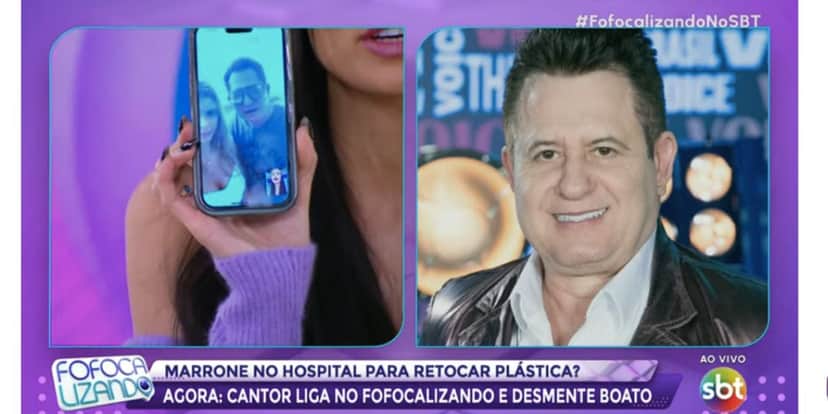 Marrone durante ligação ao vivo no Fofocalizando (Foto: Reprodução / SBT) Marrone durante ligação ao vivo no Fofocalizando (Foto: Reprodução / SBT)