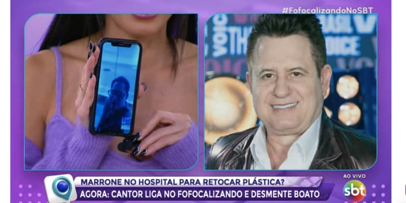Marrone durante ligação ao vivo no Fofocalizando (Foto: Reprodução / SBT) Marrone durante ligação ao vivo no Fofocalizando (Foto: Reprodução / SBT)