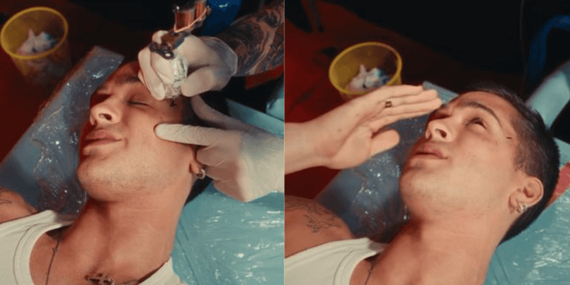 Ator tatuando o rosto (Reprodução/Montagem:Tv Foco) Ator tatuando o rosto (Reprodução/Montagem:Tv Foco)