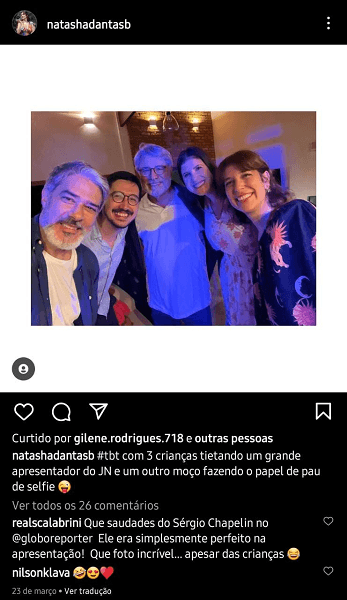 Publicação da esposa de Bonner (Foto: Reprodução/ Instagram) Publicação da esposa de Bonner (Foto: Reprodução/ Instagram)