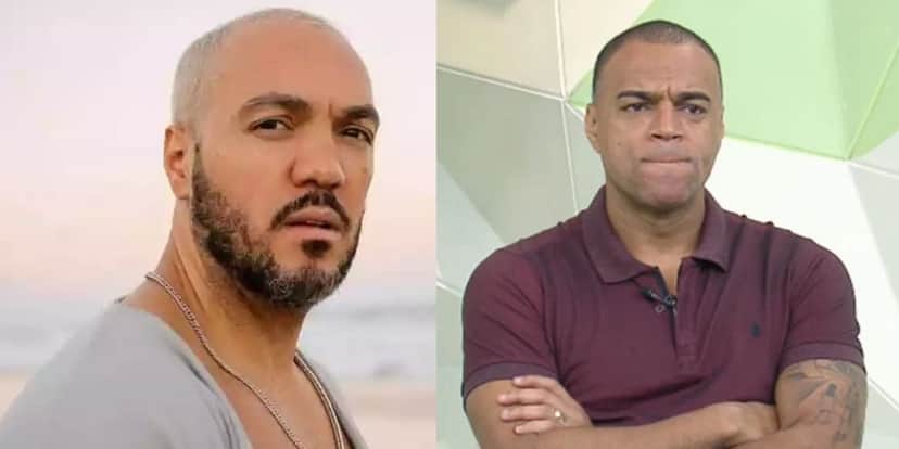 O cantor Belo e o ex-jogador Denilson em foto montagem - Foto Reprodução Internet O cantor Belo e o ex-jogador Denilson em foto montagem - Foto Reprodução Internet