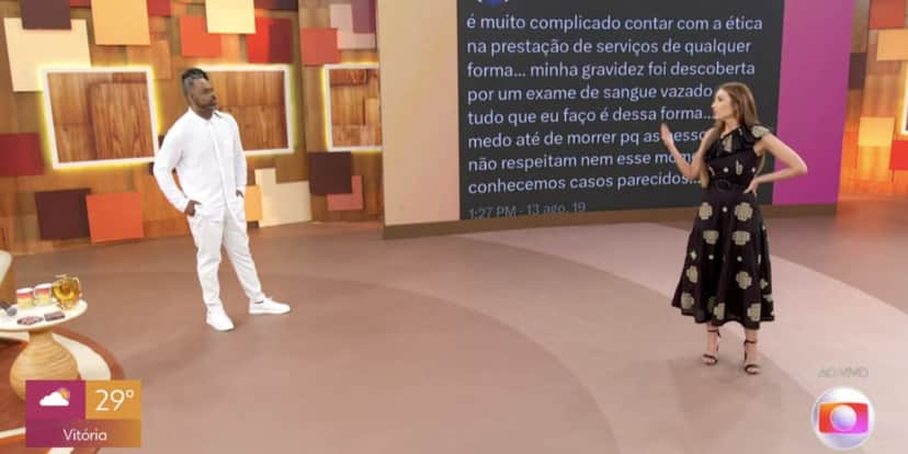 Manoel Soares e Patrícia Poeta no Encontro (Foto: Reprodução / Globo) Manoel Soares e Patrícia Poeta no Encontro (Foto: Reprodução / Globo)