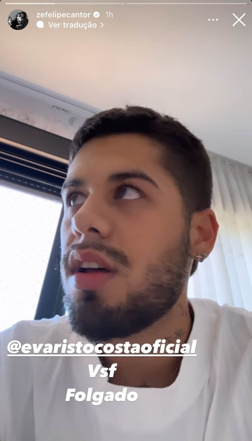 Zé Felipe detona Evaristo Costa - Foto Reprodução Instagram Zé Felipe detona Evaristo Costa - Foto Reprodução Instagram