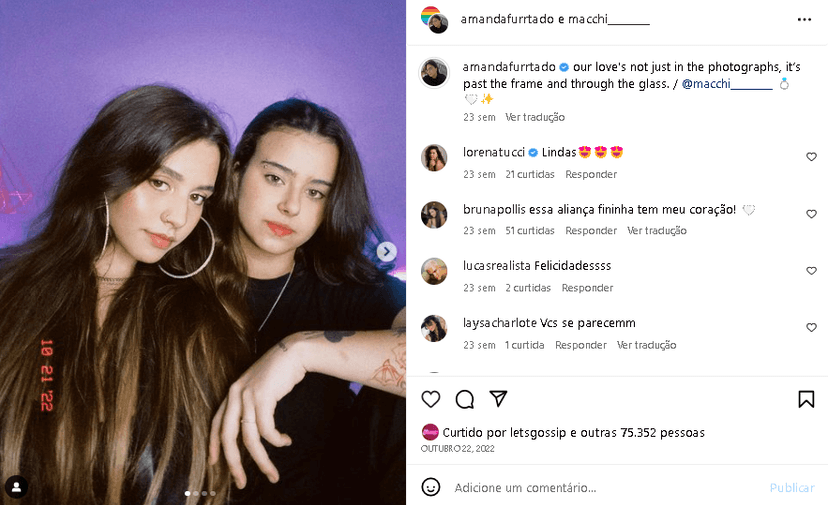 Amanda Furtado com a namorada, Bruna (Foto: Reprodução/ Instagram) Amanda Furtado com a namorada, Bruna (Foto: Reprodução/ Instagram)