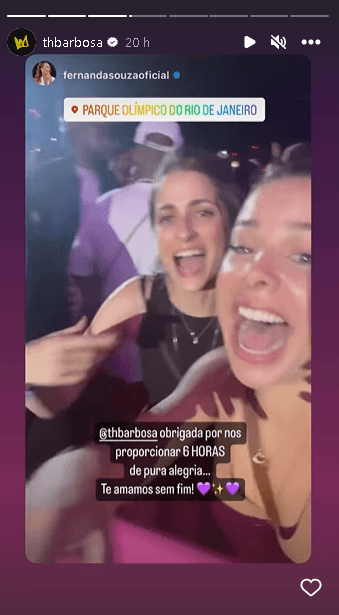Fernanda Souza acurtiu show de Thiaguinho ao lado de sua namorada, Eduarda Porto (Foto: Reprodução/ Instagram) Fernanda Souza acurtiu show de Thiaguinho ao lado de sua namorada, Eduarda Porto (Foto: Reprodução/ Instagram)