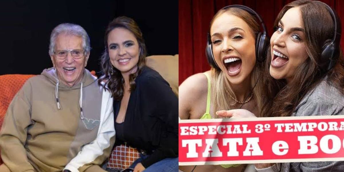 Carlos Alberto e Tata em seus podcasts (Reprodução: Montagem TV Foco) Carlos Alberto e Tata em seus podcasts (Reprodução: Montagem TV Foco)