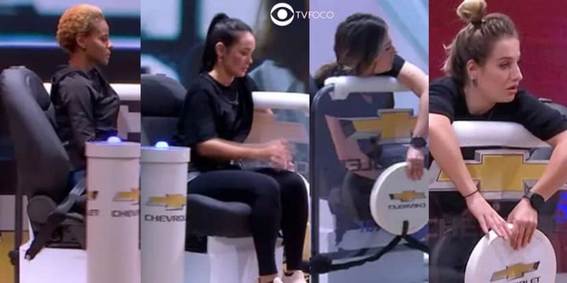 Aline, Amanda, Bruna e Larissa disputam a prova das finalistas do BBB23 (Foto: Reprodução / Globoplay) Aline, Amanda, Bruna e Larissa disputam a prova das finalistas do BBB23 (Foto: Reprodução / Globoplay)