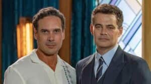 Érico Requião (Carmo Dalla Vecchia) e Romeu (Domingos Alcântara) em cenas de Amor Perfeito (Foto: Reprodução / Globo) Érico Requião (Carmo Dalla Vecchia) e Romeu (Domingos Alcântara) em cenas de Amor Perfeito (Foto: Reprodução / Globo)