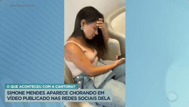 Simone Mendes surge chorando pelas redes sociais e caso é exposto na Record (Foto Reprodução/PlayPlus) Simone Mendes surge chorando pelas redes sociais e caso é exposto na Record (Foto Reprodução/PlayPlus)