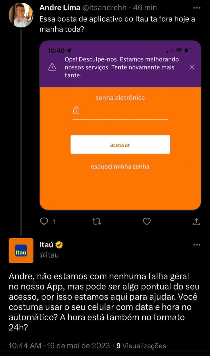 Clientes do Itaú estão enfurecidos com situação com o banco nesta terça-feira (16) - Foto Reprodução Twitter Clientes do Itaú estão enfurecidos com situação com o banco nesta terça-feira (16) - Foto Reprodução Twitter