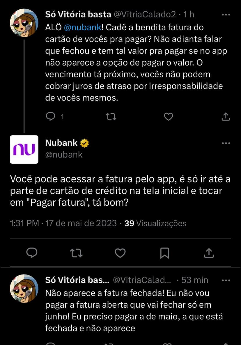 Clientes do Nubank estão enfurecidos com situação nesta quarta-feira (17) - Foto Reprodução Twitter Clientes do Nubank estão enfurecidos com situação nesta quarta-feira (17) - Foto Reprodução Twitter