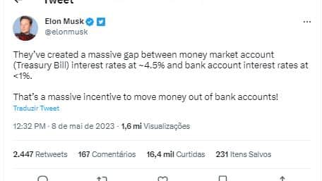 Comunicado feito por Elon Musk - Foto Reprodução twitter Comunicado feito por Elon Musk - Foto Reprodução twitter